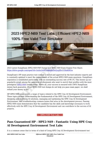 2023 HPE2-N69 Test Labs | Efficient HPE2-N69 100% Free Valid Test Simulator