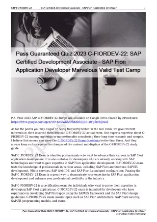 Pass Guaranteed Quiz 2023 C-FIORDEV-22: SAP Certified Development Associate - SAP Fiori Application Developer Marvelous