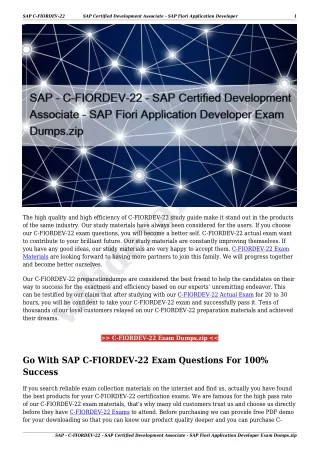 SAP - C-FIORDEV-22 - SAP Certified Development Associate - SAP Fiori Application Developer Exam Dumps.zip