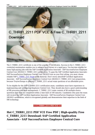 C_THR81_2211 PDF VCE & Free C_THR81_2211 Download