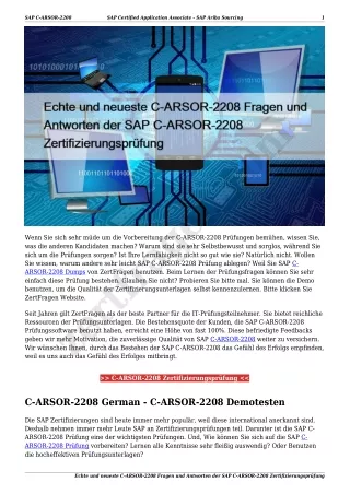 Echte und neueste C-ARSOR-2208 Fragen und Antworten der SAP C-ARSOR-2208 Zertifizierungsprüfung