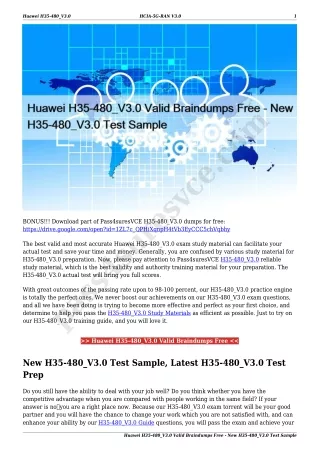 Huawei H35-480_V3.0 Valid Braindumps Free - New H35-480_V3.0 Test Sample
