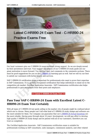 Latest C-HR890-24 Exam Test - C-HR890-24 Practice Exams Free