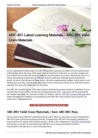 ARC-801 Latest Learning Materials - ARC-801 Valid Cram Materials