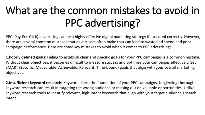 what are the common mistakes to avoid in ppc advertising