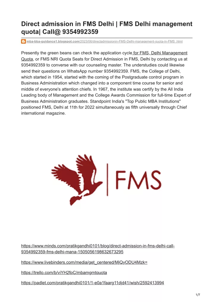 direct admission in fms delhi fms delhi