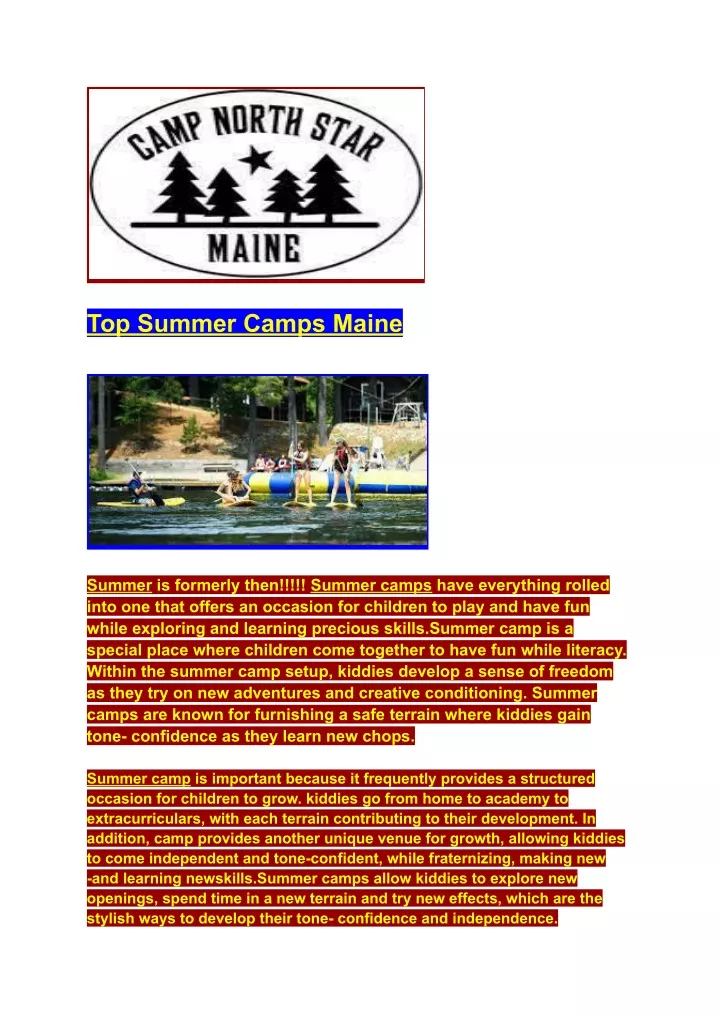 top summer camps maine