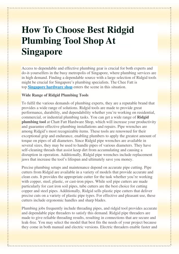 how to choose best ridgid plumbing tool shop