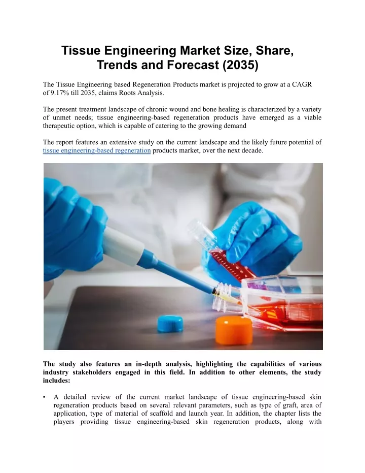 tissue engineering market size share trends
