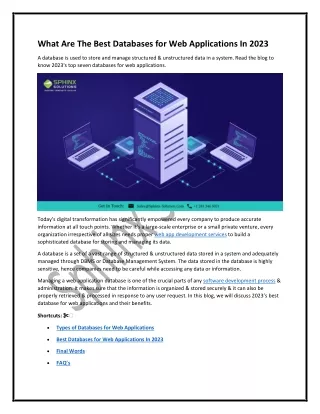 what are the best databases for web applications