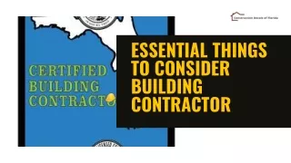 Essential Things To Consider building contractor