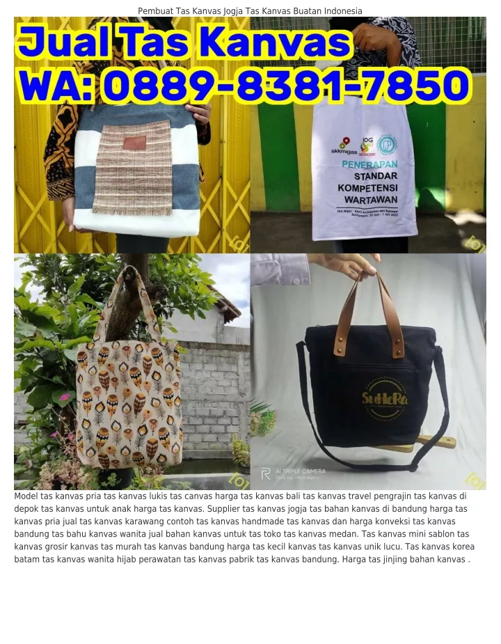 pembuat tas kanvas jogja tas kanvas buatan