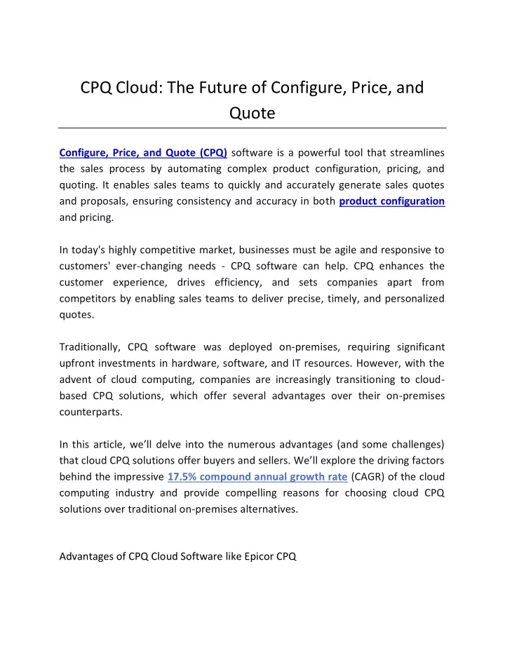 cpq cloud the future of configure price and quote
