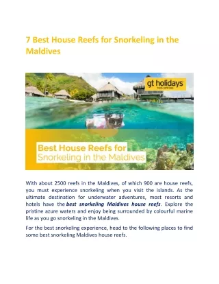 Explore the Best House Reefs for Snorkeling in the Maldives