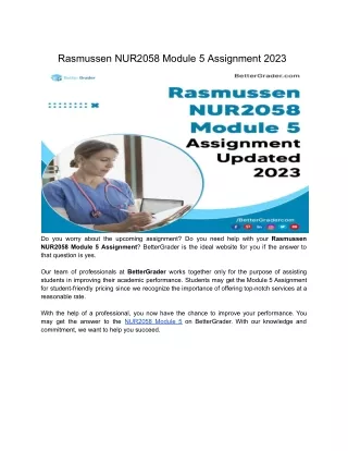 Rasmussen NUR2058 Module 5 Assignment 2023