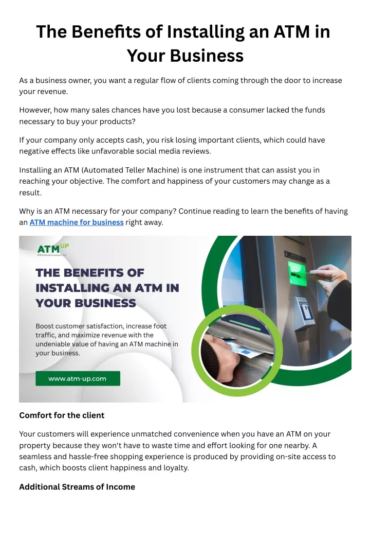 the benefits of installing an atm in your business