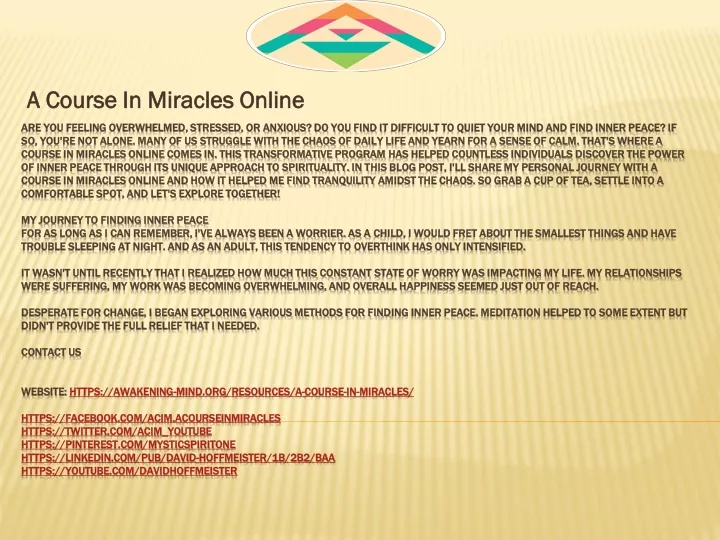 a course in miracles online