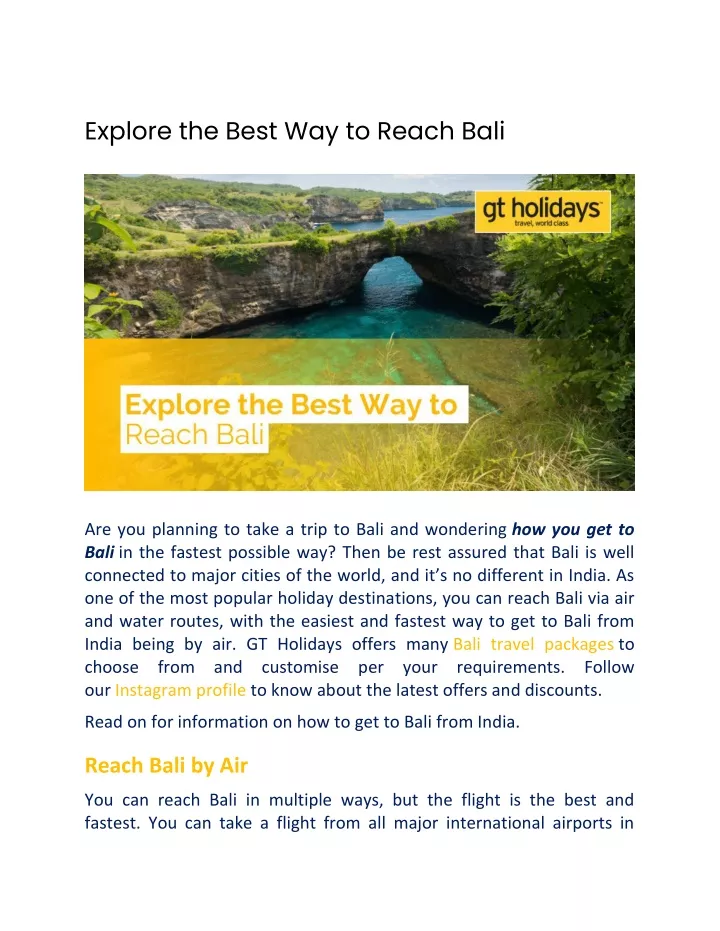 explore the best way to reach bali