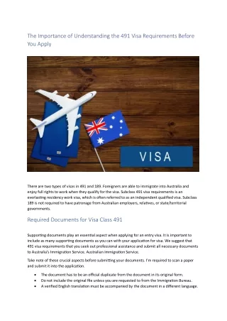 the importance of understanding the 491 visa