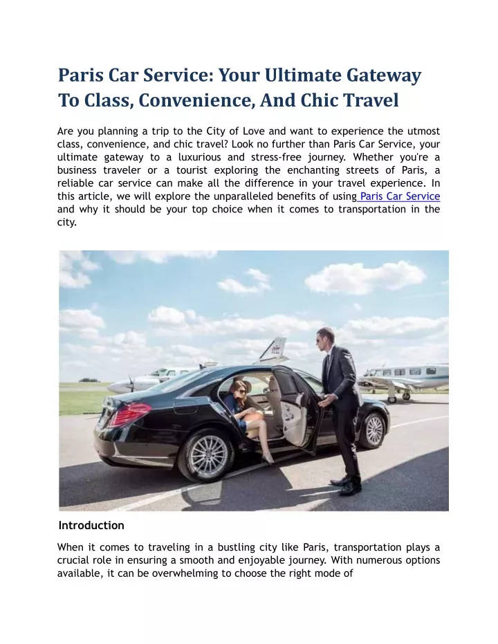 paris car service your ultimate gateway to class