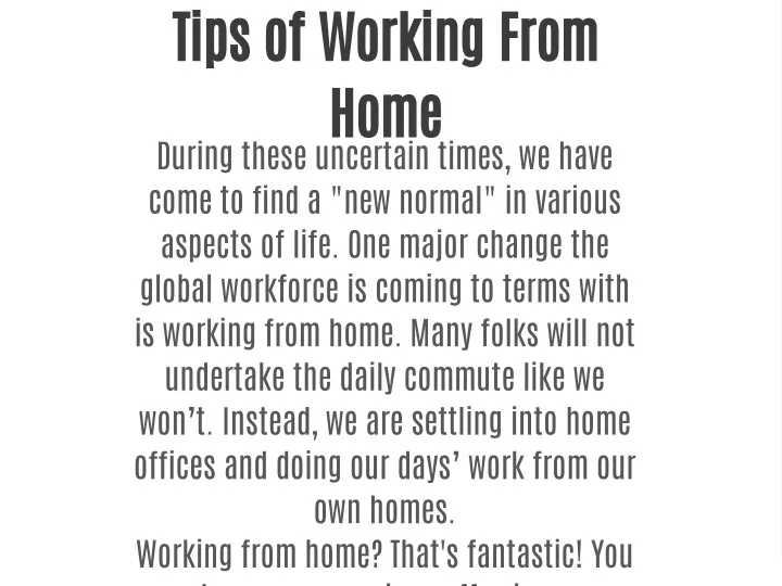tips of working from home during these uncertain