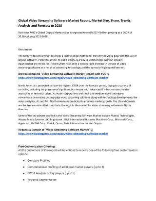 global video streaming software market report