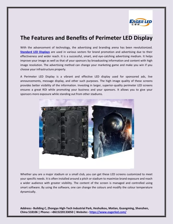 the features and benefits of perimeter led display