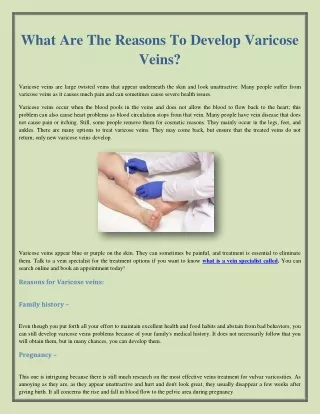 What Are The Reasons To Develop Varicose Veins?