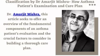 Classification by Dr Amarjit Mishra- How Asthma Patient’s Examination and Care Plan