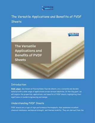 The Versatile Applications and Benefits of PVDF Sheets