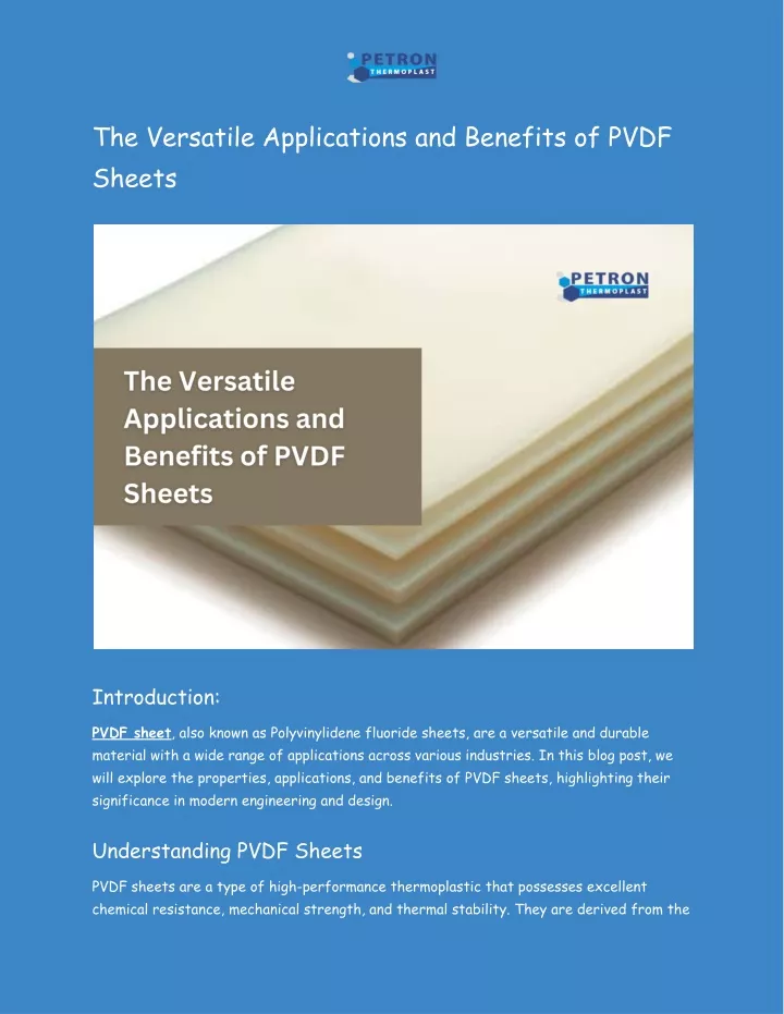 the versatile applications and benefits of pvdf