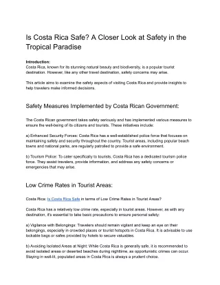 Costa Rica Safety Guide: Ensuring a Safe and Enjoyable Experience