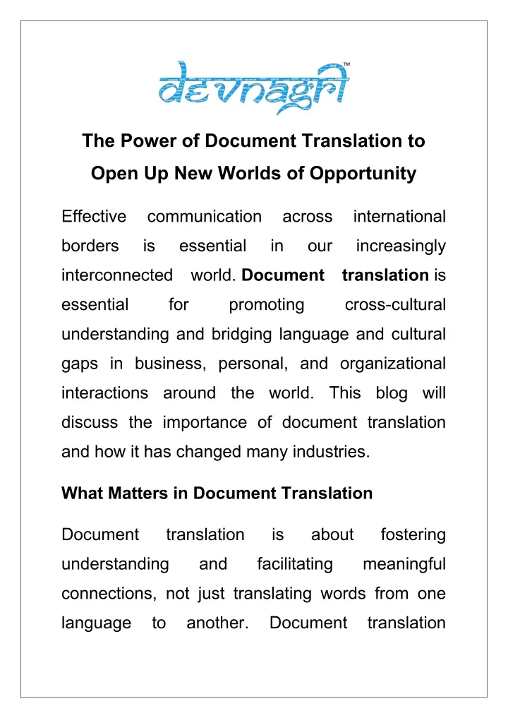 the power of document translation to