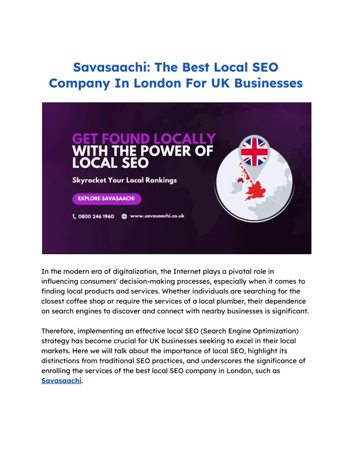 savasaachi the best local seo company in london