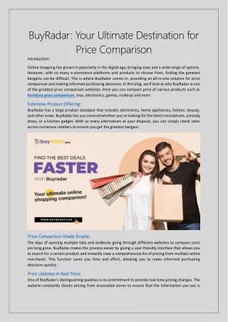 BuyRadar One of The Best Price Comparison Website