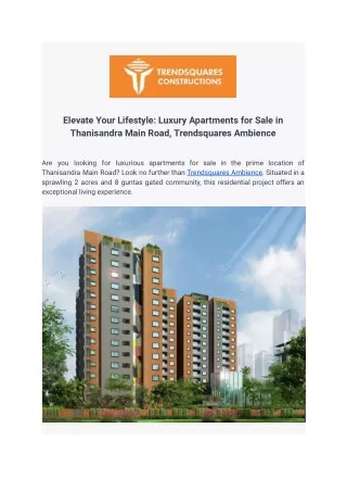 Apartments For Sale in Thanisandra Main Road