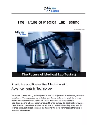 The Future of Medical Lab Testing | 24-7 Labsnpr