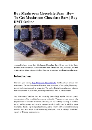 Buy Mushroom Chocolate Bars - How To Get Mushroom Chocolate Bars - Buy DMT Online