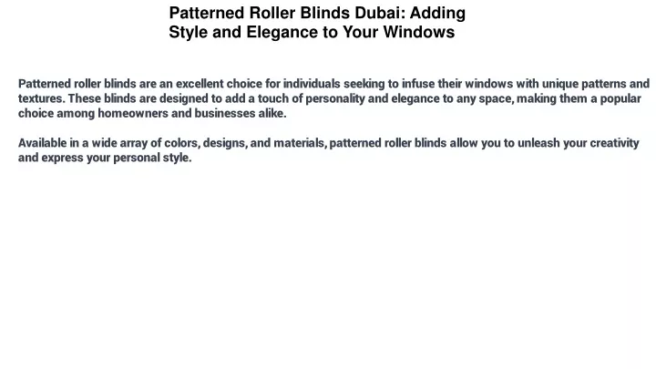 patterned roller blinds dubai adding style