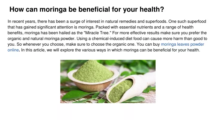 how can moringa be beneficial for your health