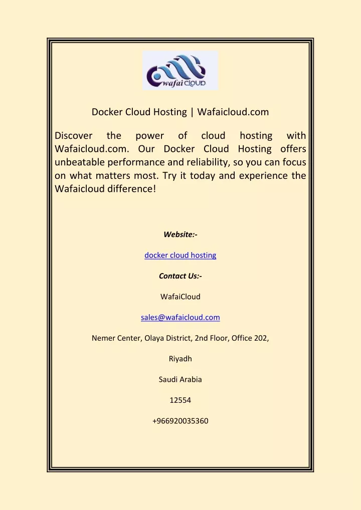 docker cloud hosting wafaicloud com