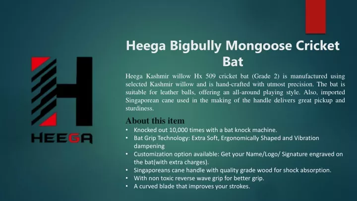 heega bigbully mongoose cricket bat
