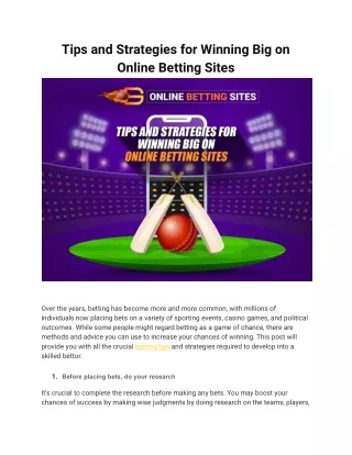 Tips and Strategies for Winning Big on Online Betting Sites