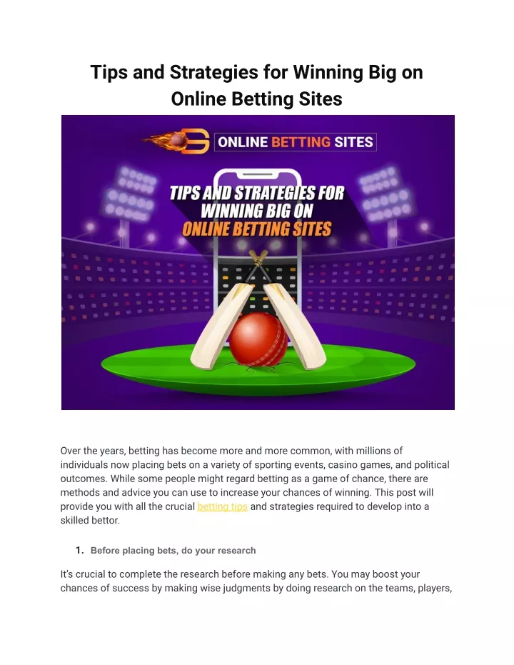 tips and strategies for winning big on online