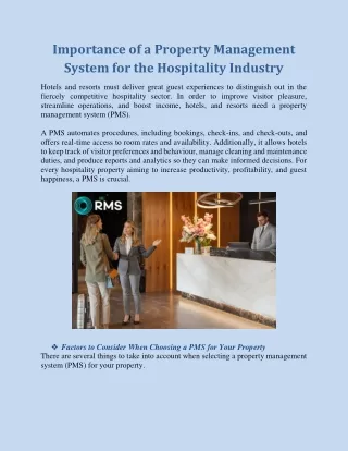 Importance of a Property Management System for the Hospitality Industry