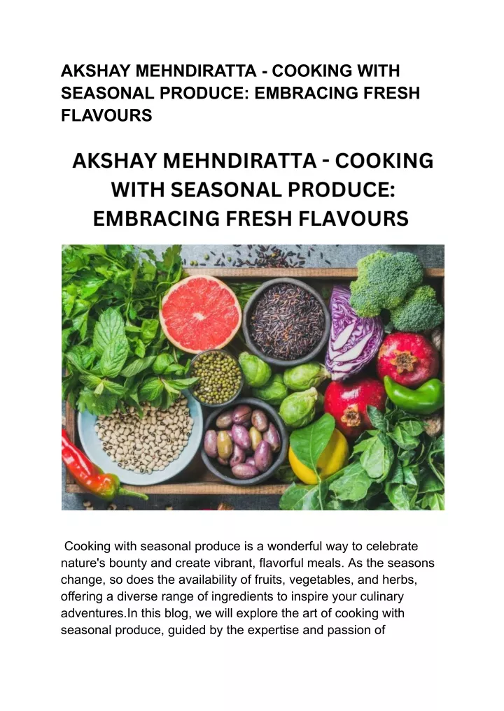 akshay mehndiratta cooking with seasonal produce
