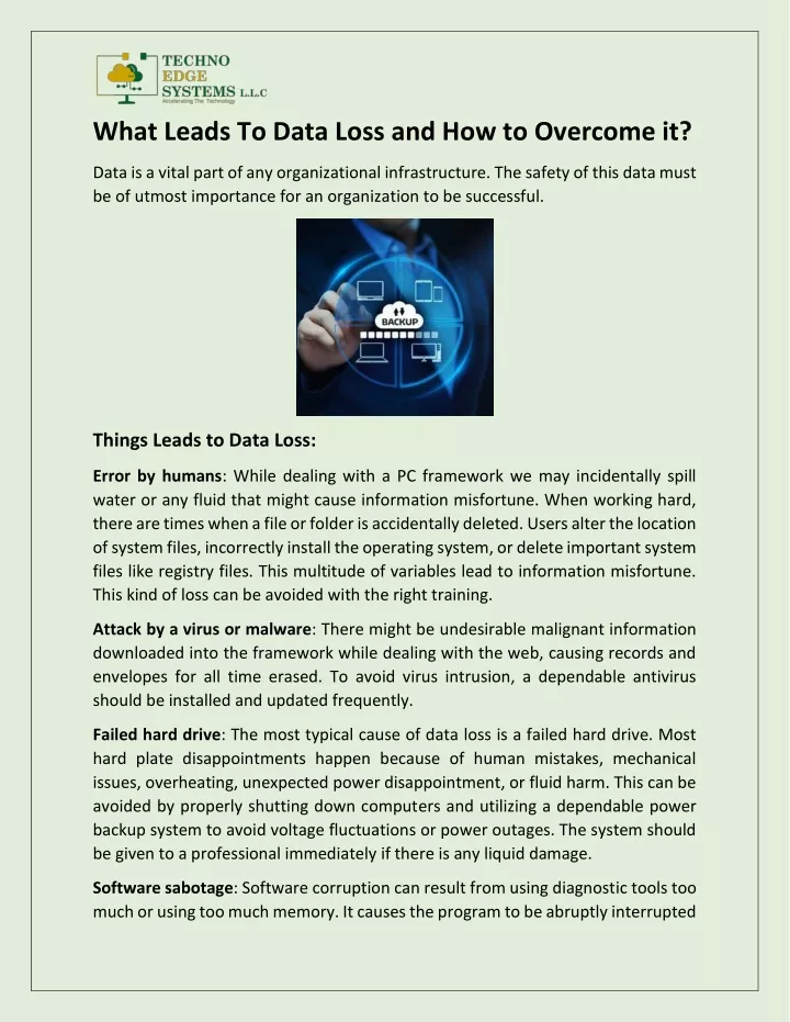 what leads to data loss and how to overcome it