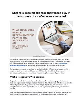 What role does mobile responsiveness play in the success of an eCommerce website