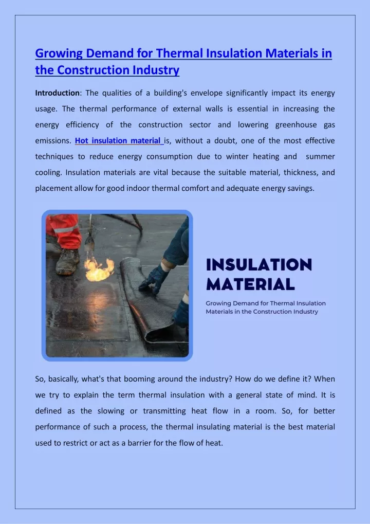 growing demand for thermal insulation materials