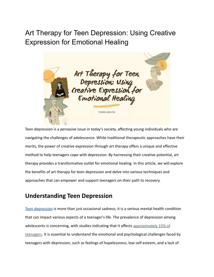 art therapy for teen depression using creative